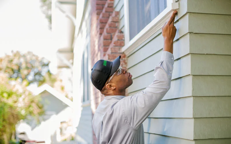 Home termite inspection, inspecting windows for termite damage