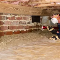 picture of technician investigating under a house