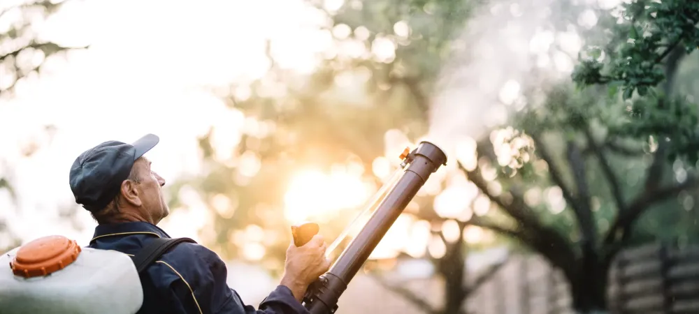 technician spraying for mosquitoes 