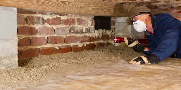 picture of technician investigating under a house