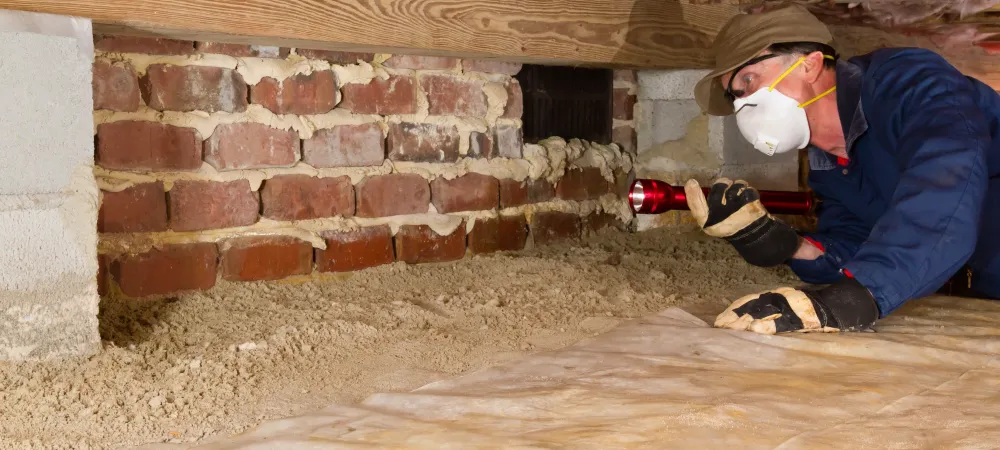 picture of technician investigating under a house